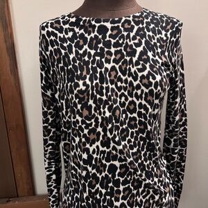 Leopard Print Long Sleeve Top J Crew Small